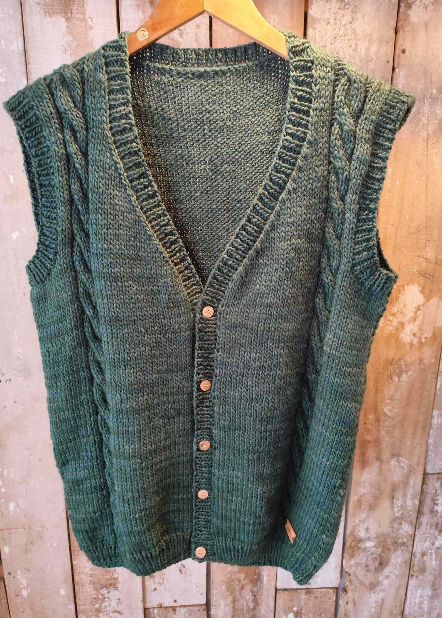 CHALECO  Unisex Tejido merino verde l