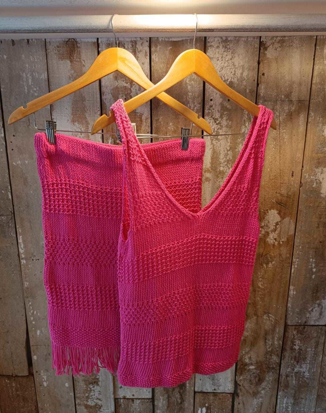 Conjunto hilo de algodón fucsia m